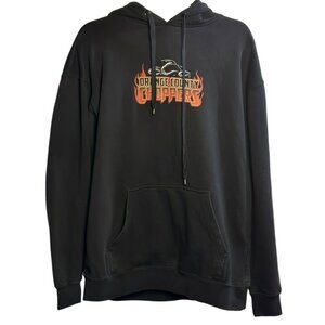 Orange County Choppers Mens Black Winged Flaming Rider Graphic Pullover Hoodie M